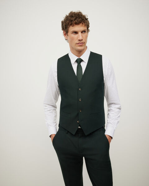 Textured Tailored Vest, Dark Khaki, hi-res